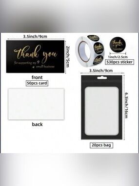 600 piece Black and Gold Thank You Sticker Set